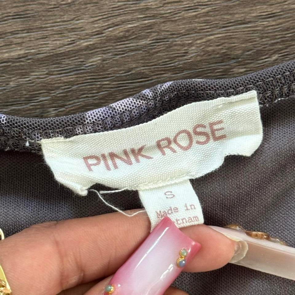 purple floral print long sleeve top