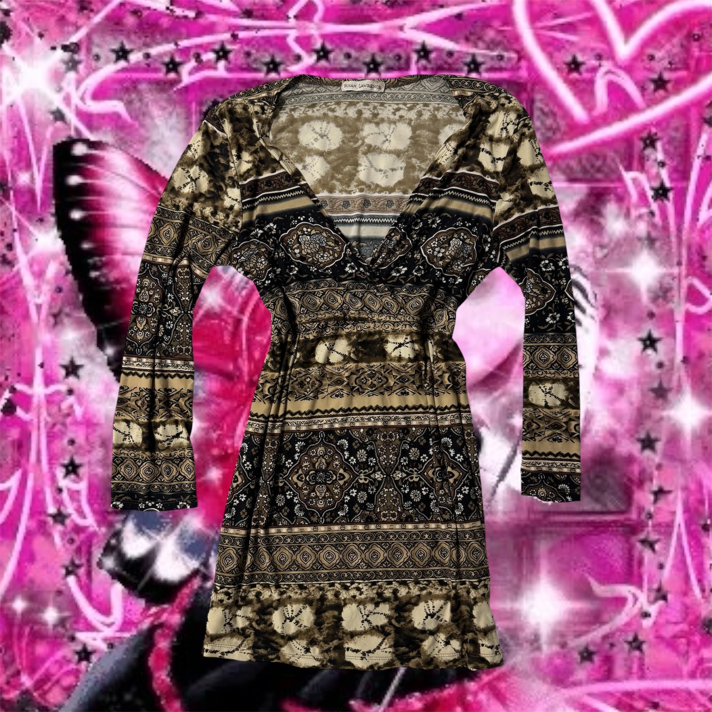 Gold ‘Susan Lawrence’ V Neck Crossover Dress