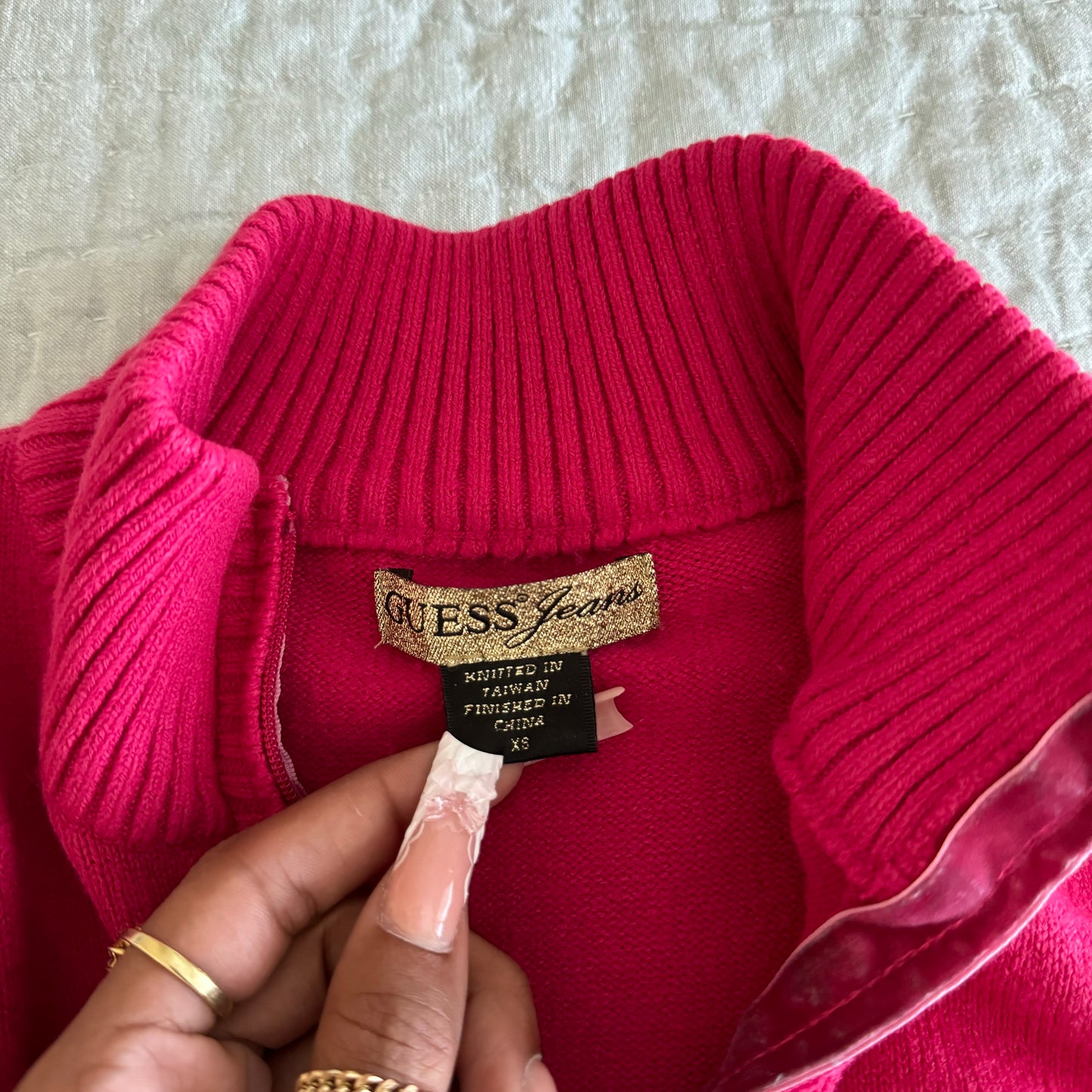 Pink ‘Guess Jeans’ Y2K Zip Up Knit Jacket