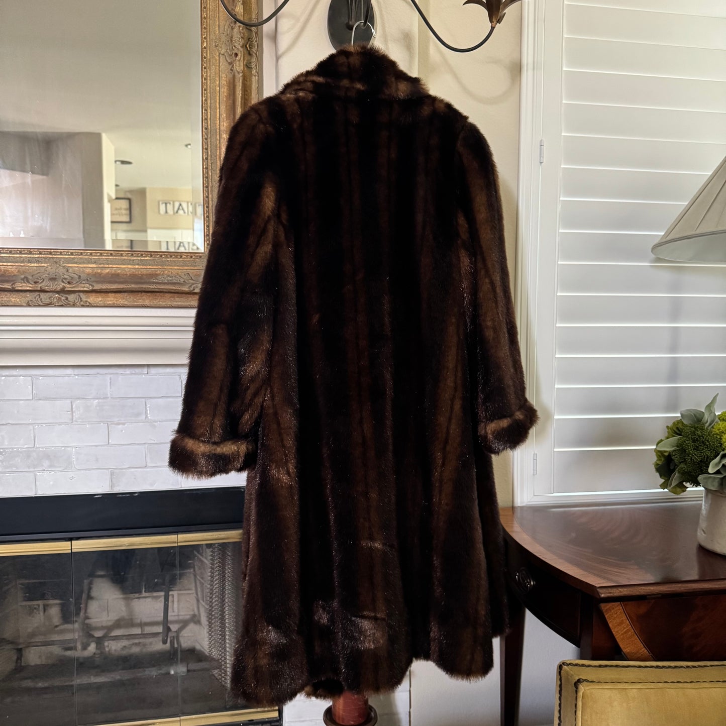 brown terry lewis classic luxuries women’s long fur coat