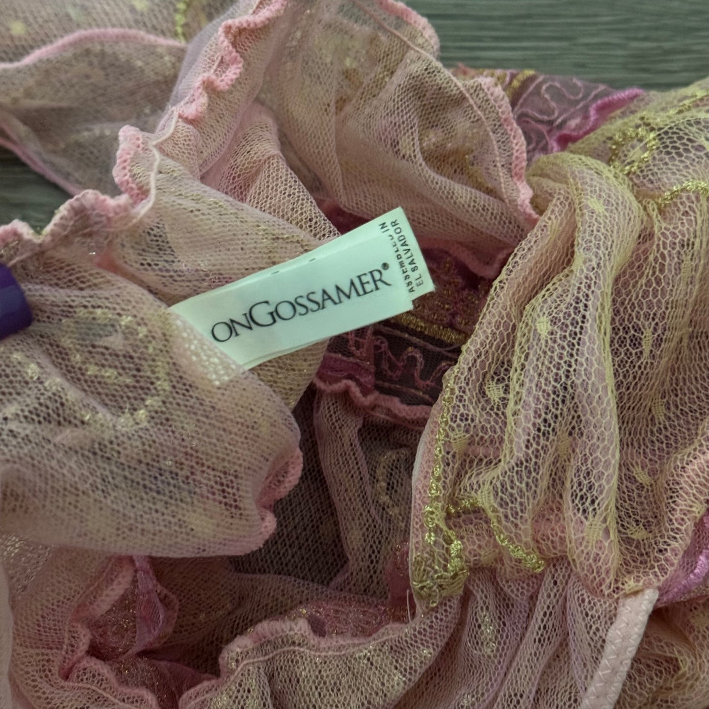 pink & gold mesh y2k fairycore top