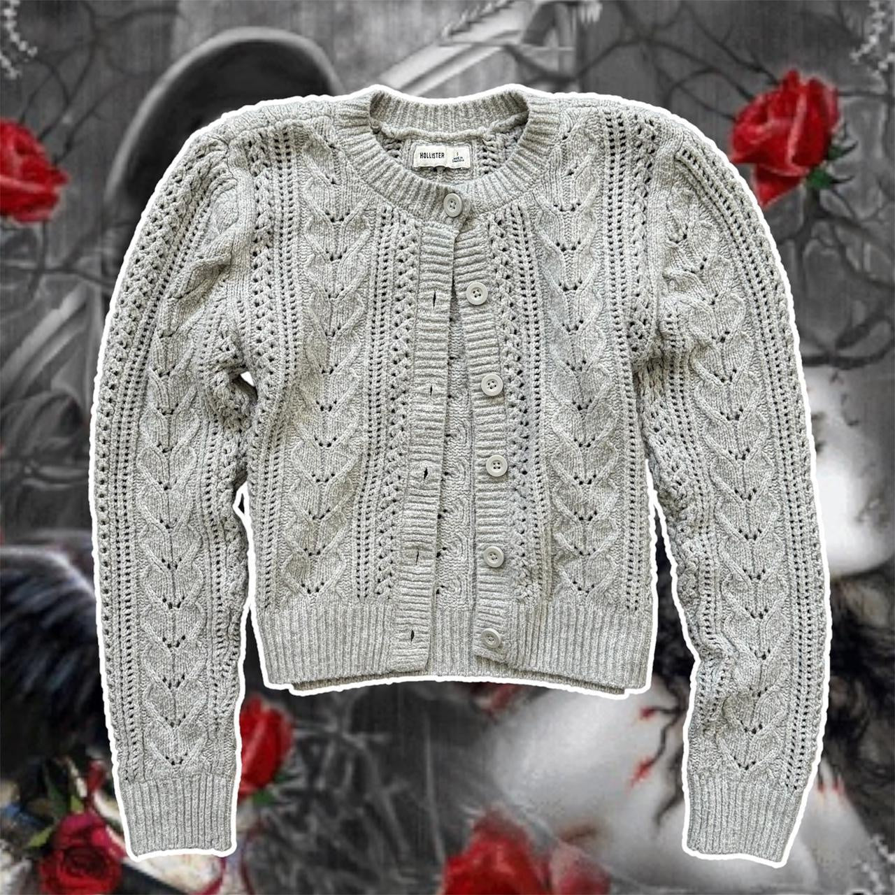 grey hollister co soft button up cardigan sweater