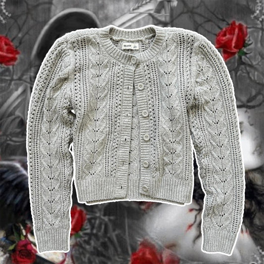 grey hollister co soft button up cardigan sweater