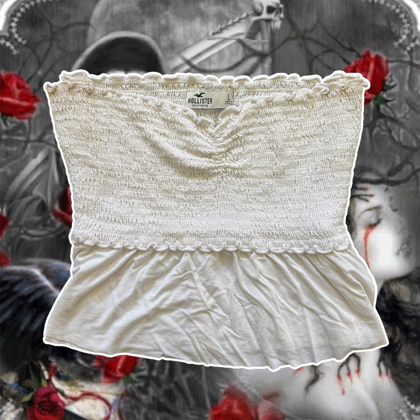 white stretchy boho hollister crop tube top