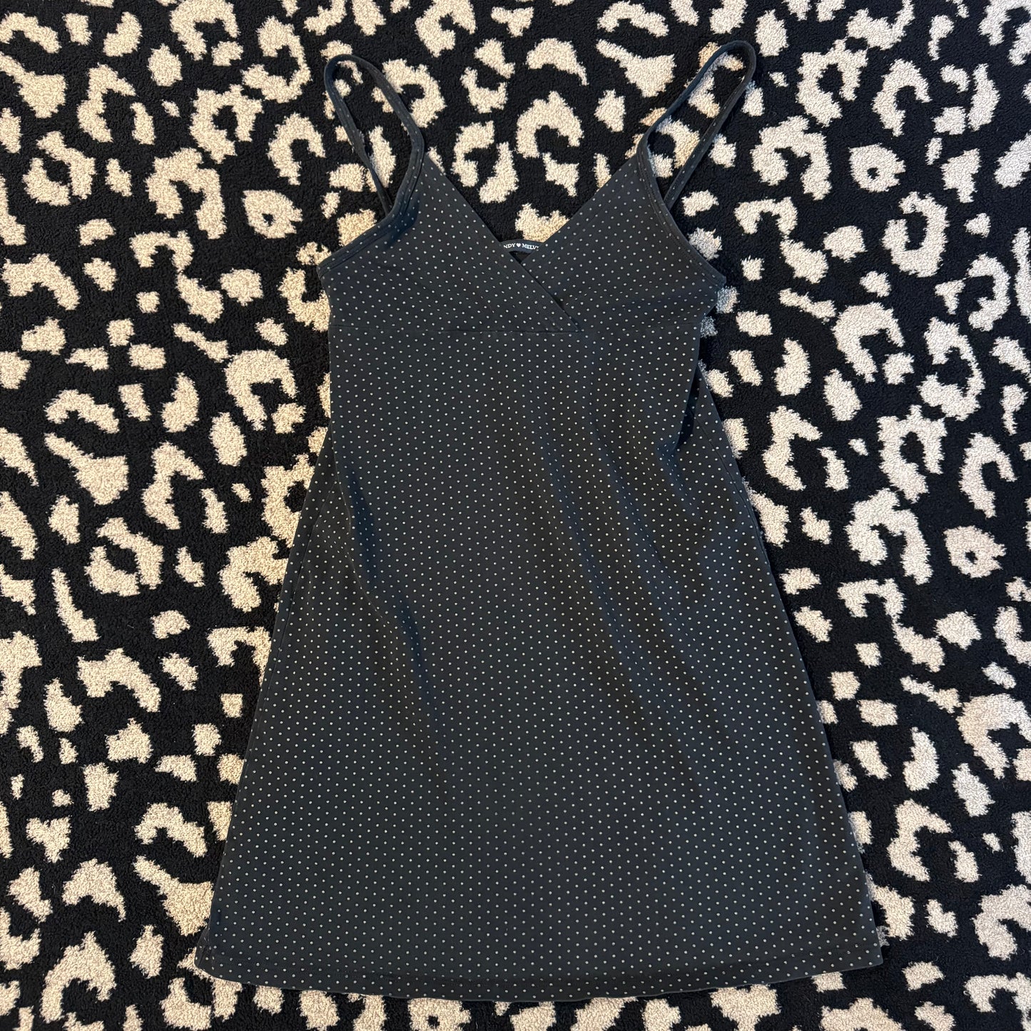 black & white polka dot brandy melville grungy babydoll dress (os)