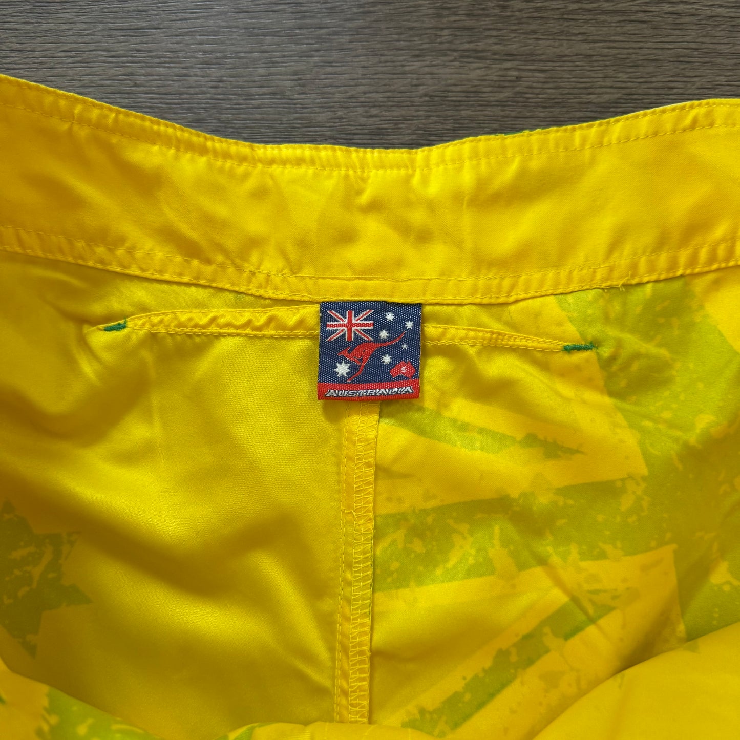 yellow and green australia NWT y2k deadstock board swim trunks (S)