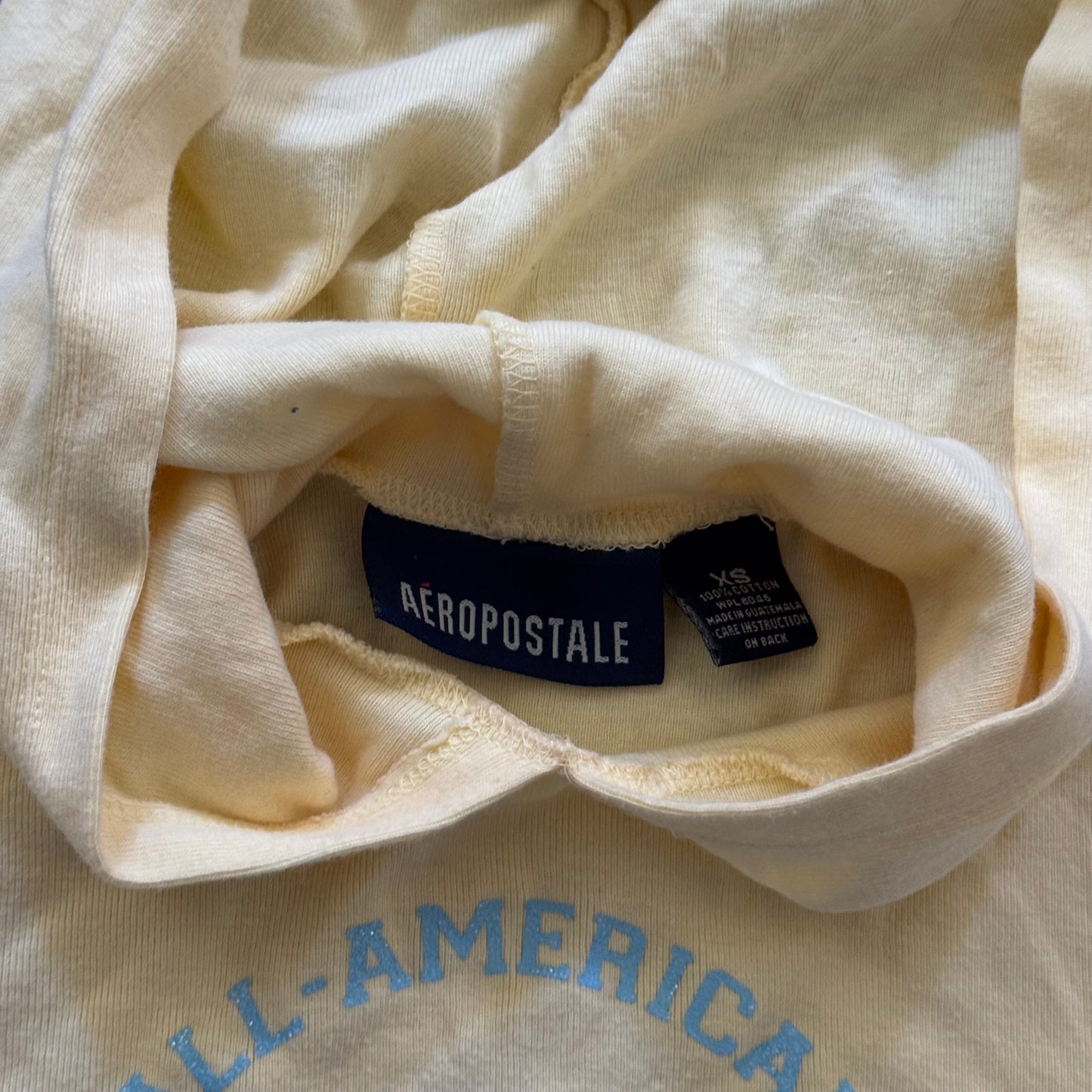 yellow y2k aeropostale athletic department hoodie short sleeve top