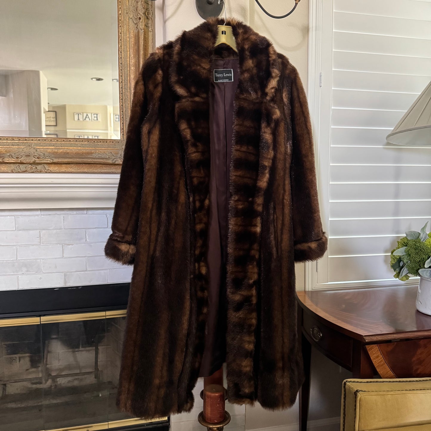 brown terry lewis classic luxuries women’s long fur coat