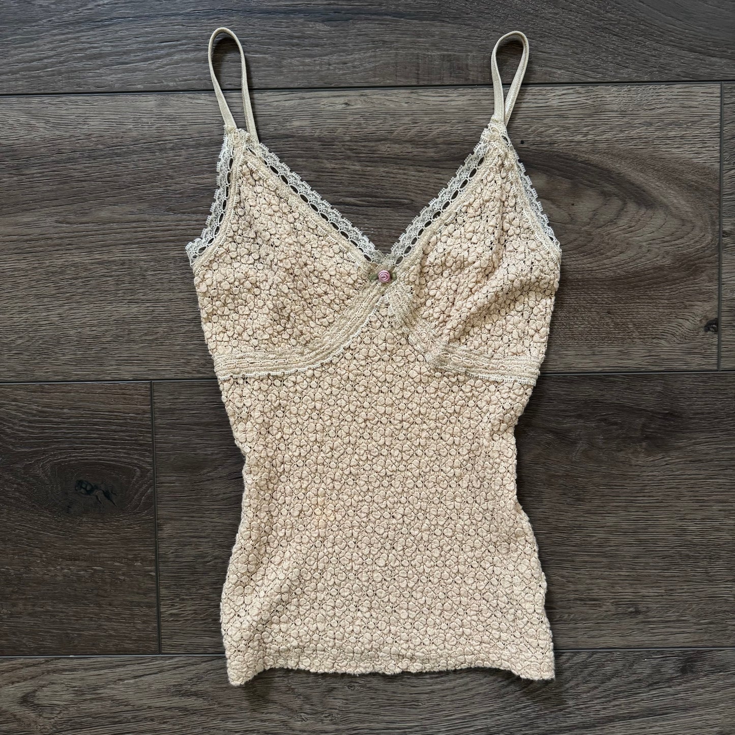 nude vintage forever 21 flower cami lace trim