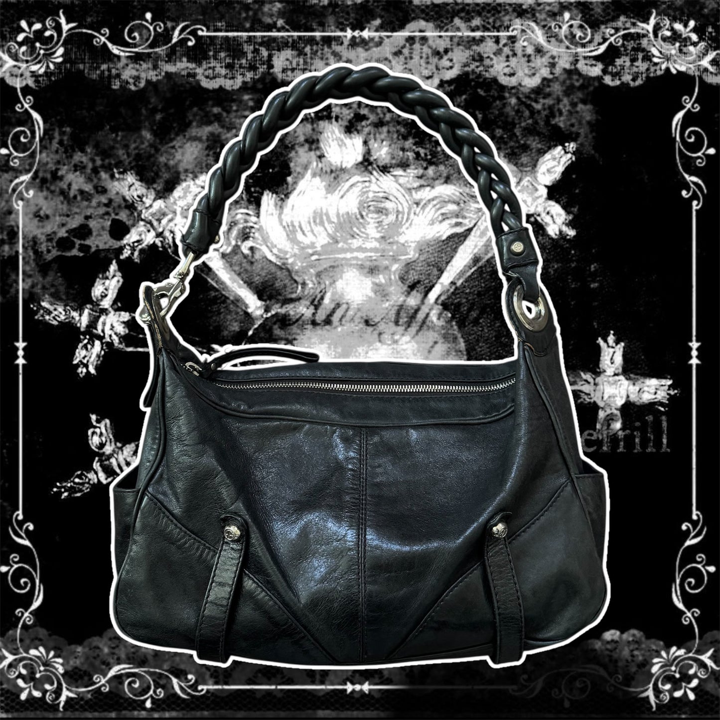 black francesco bias is leather city bag inspo braided handle purse