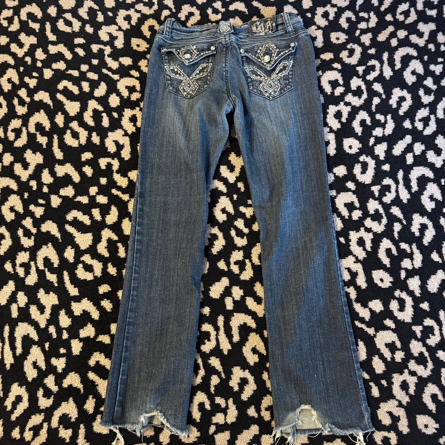 denim blue cybery2k mcbling rhinestone grace in la low rise bootcut jeans (9)