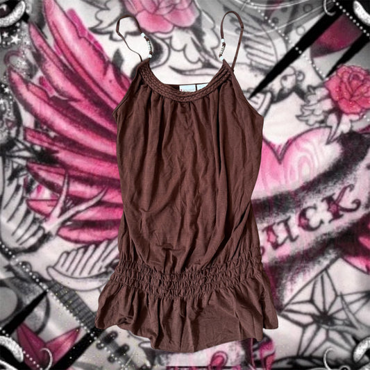 Brown ‘No Boundaries’ Y2K Beaded Boho Top