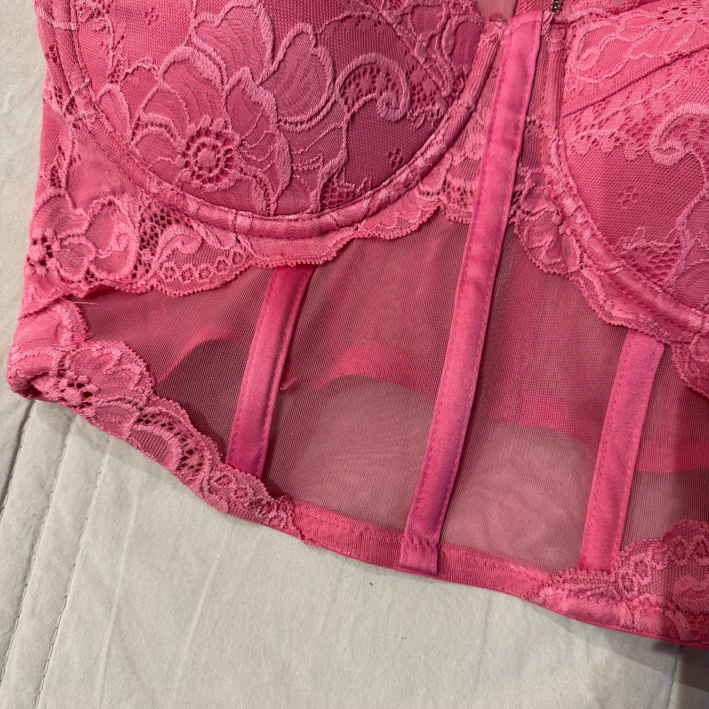 Pink ‘Say What’ Lacey Corset Top