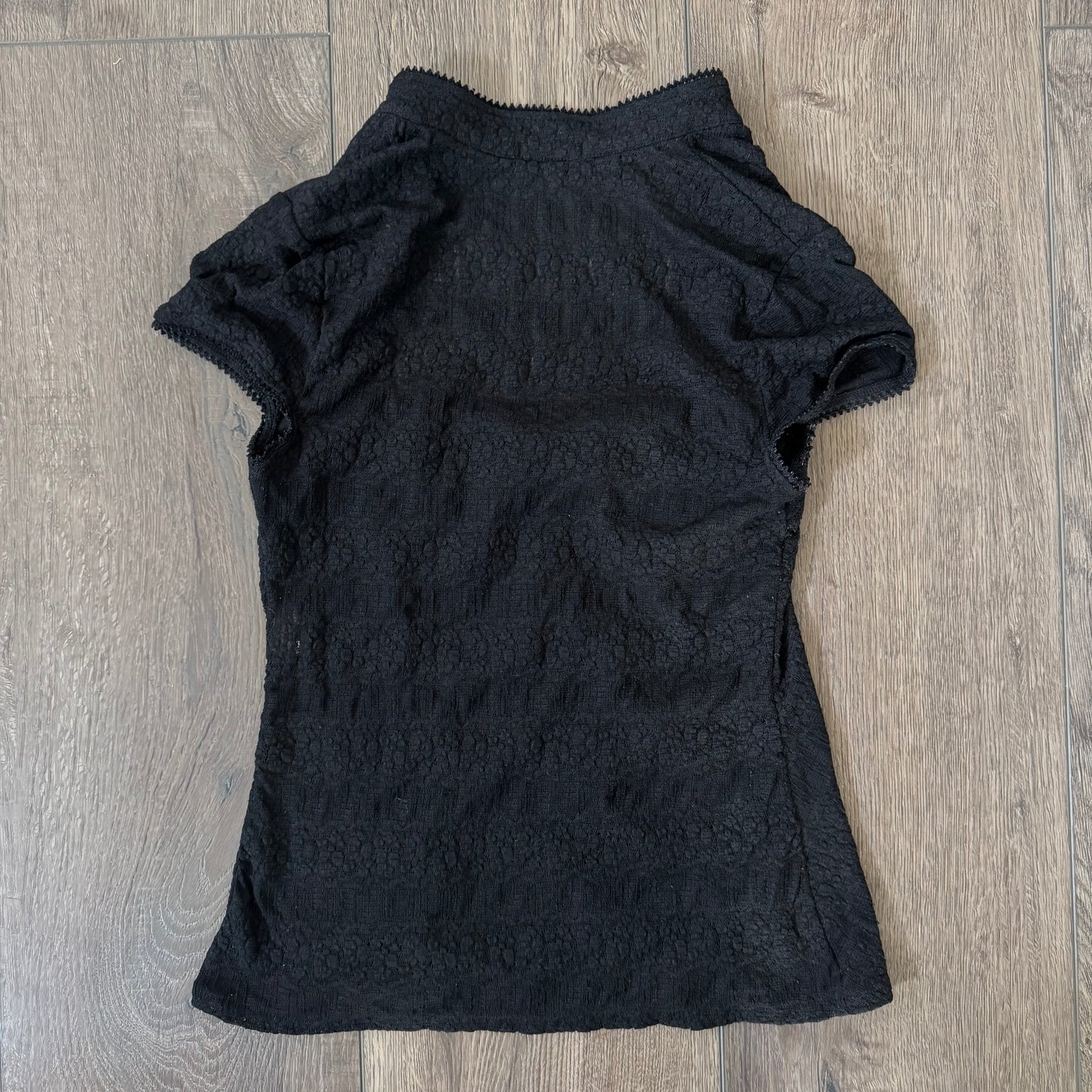 black y2k xoxo corset gothic short sleeve blouse (L)