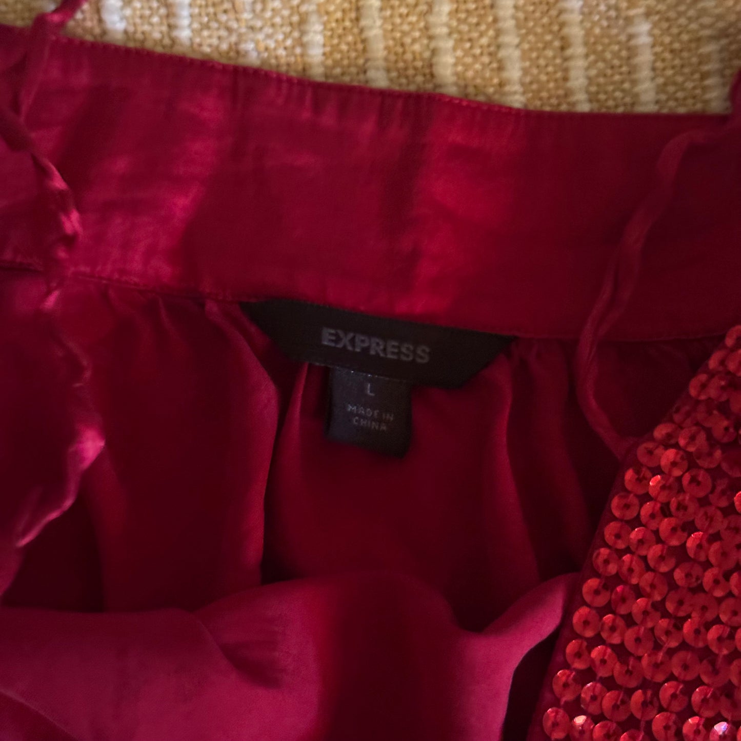 red sparkly express y2k cami satin blouse (L)