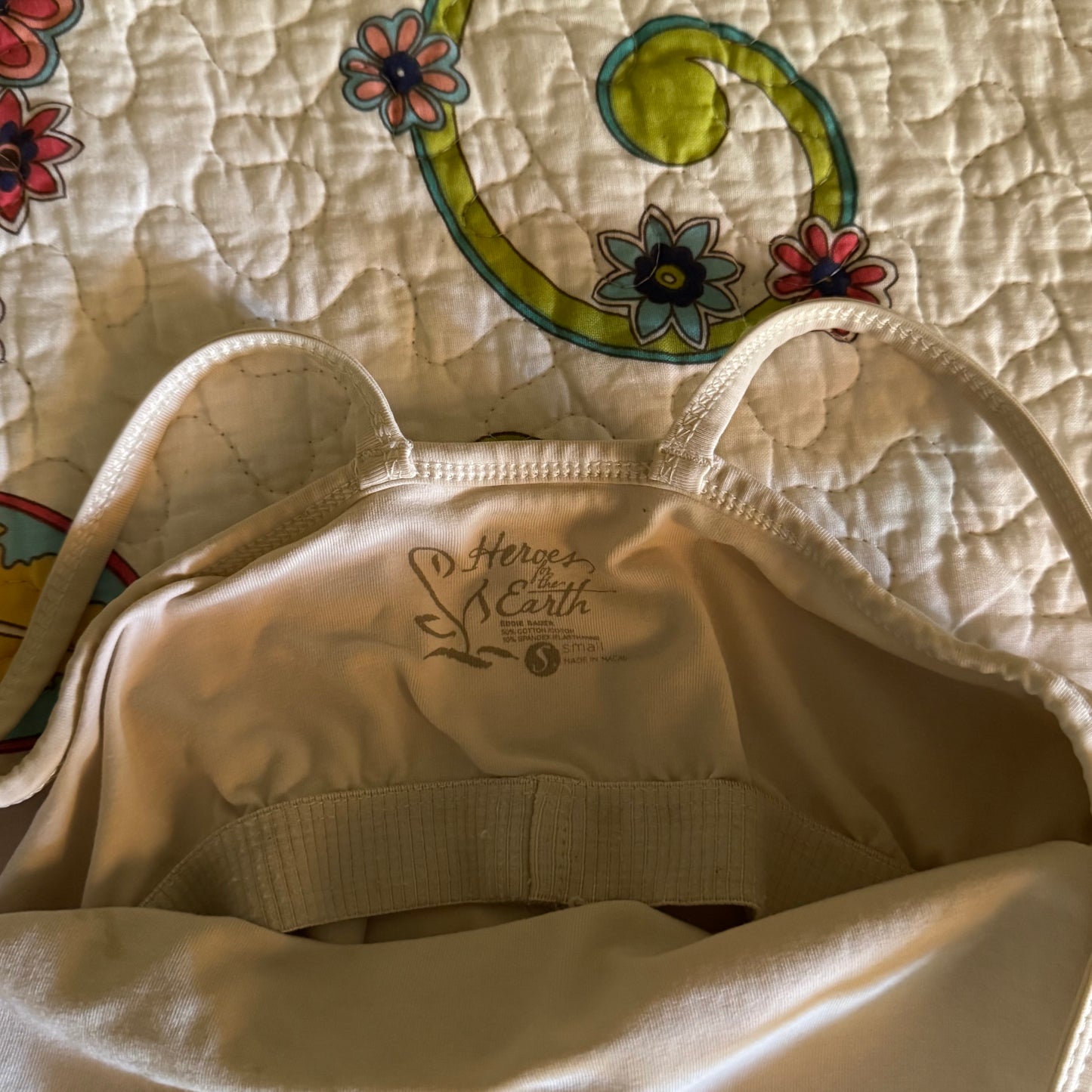 beige floral grungy y2k stretchy cami top (S)