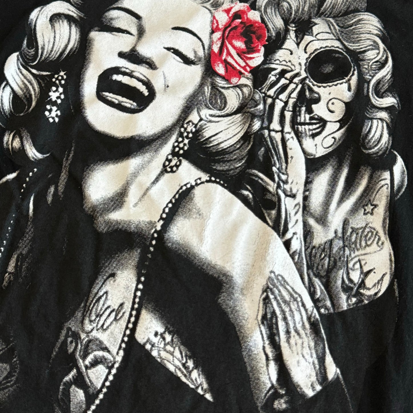 Black Marilyn Monroe Skull Graphic Shirt