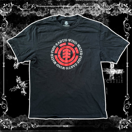 black & red element earth wind fire water graphic shirt
