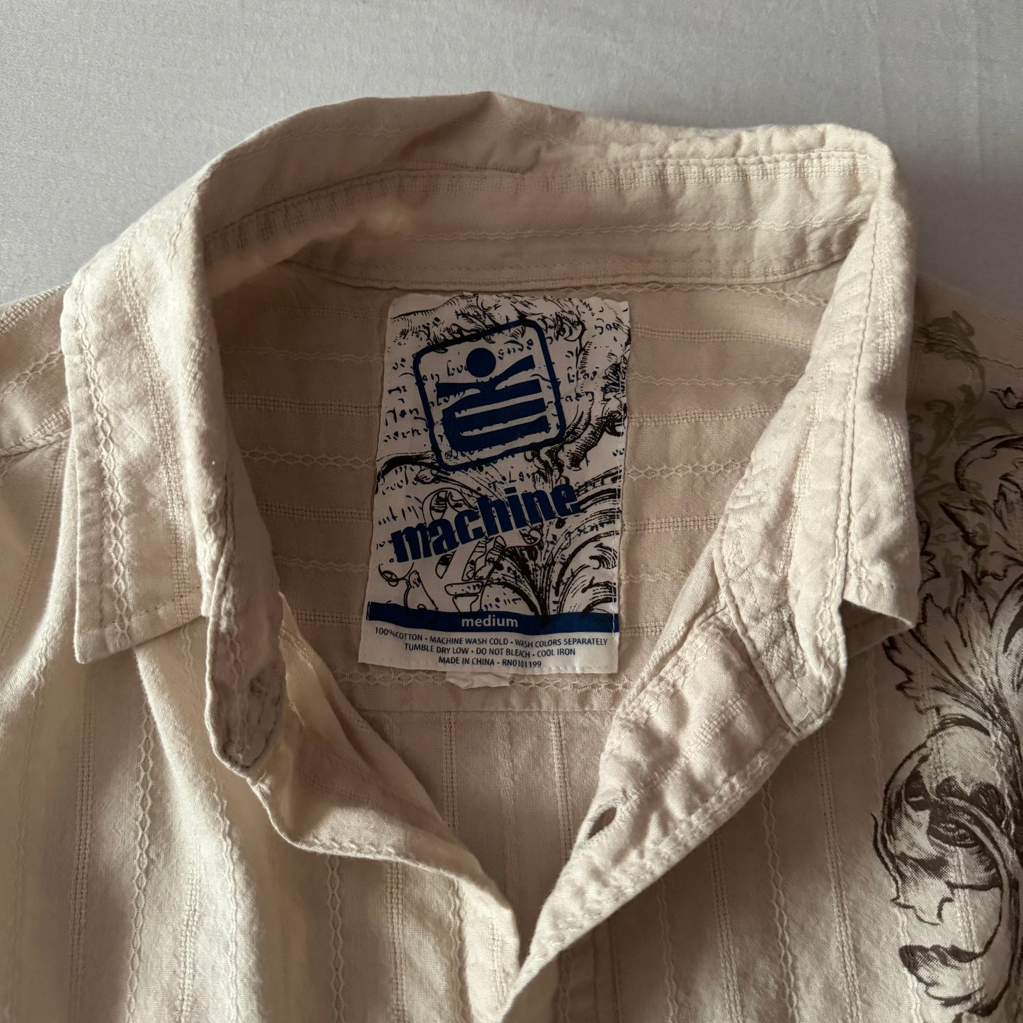 Crème ‘Machine’ Y2K Collared Men’s Shirt