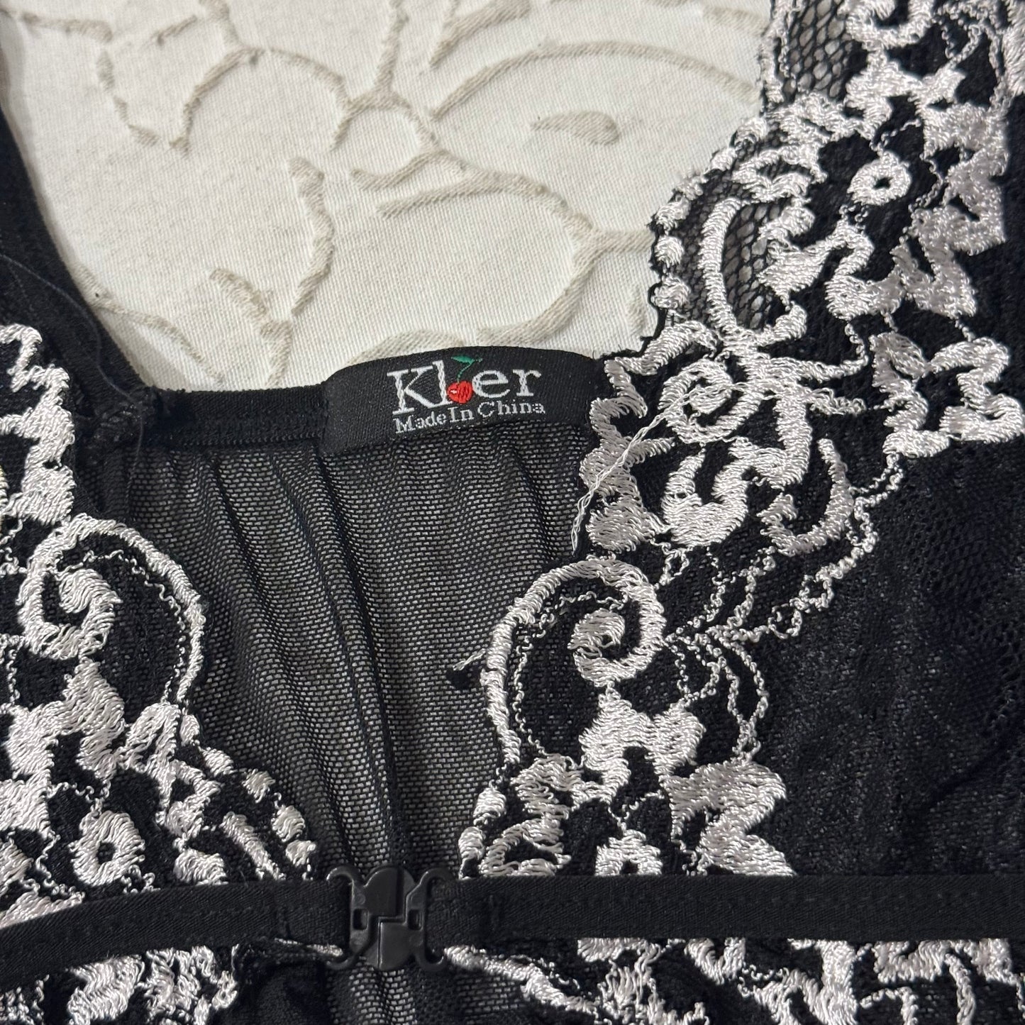 Black & White ‘Kloer’ Fairy Asymmetrical Lingerie Slit Top