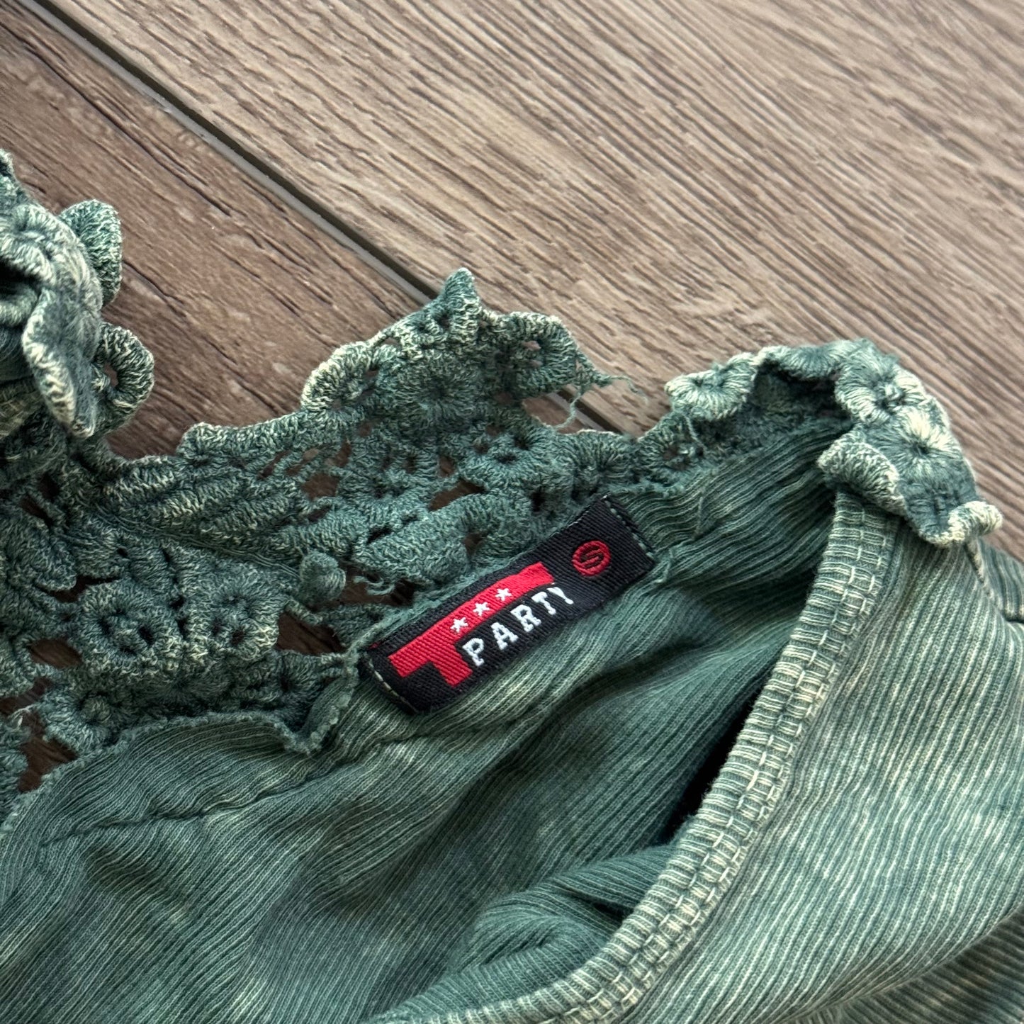 aqua green lace whimsical short sleeve top