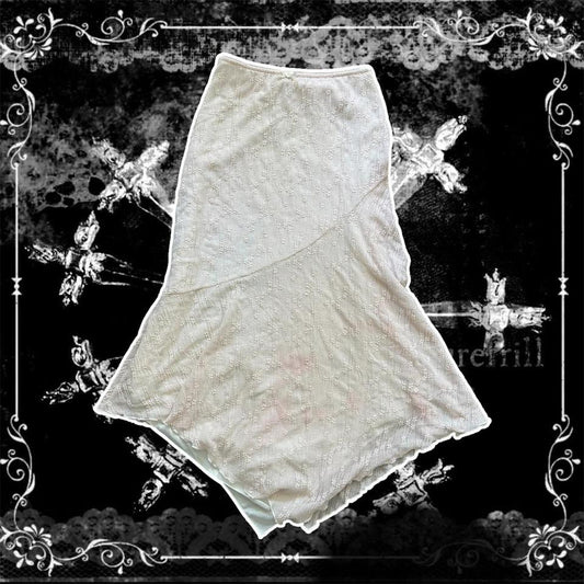 Light Baby Pink ‘Full Tilt’ Lacey Asymmetrical Skirt