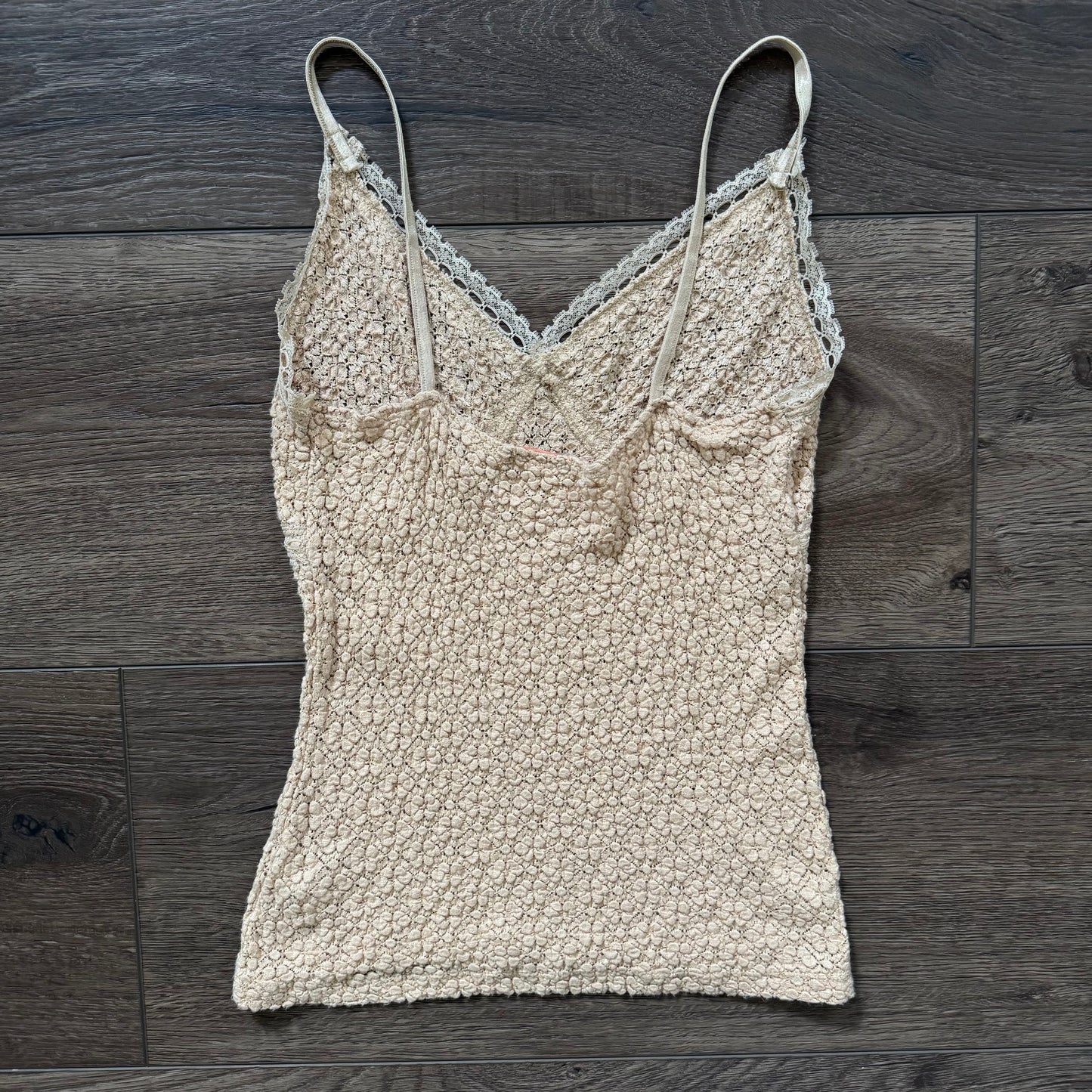 nude vintage forever 21 flower cami lace trim