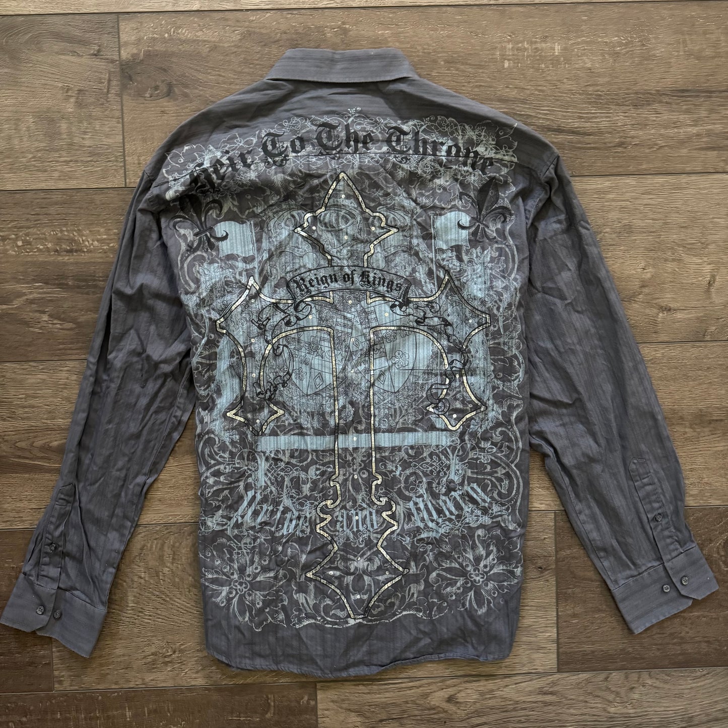 grey cybery2k emo gothic men’s collared button up shirt