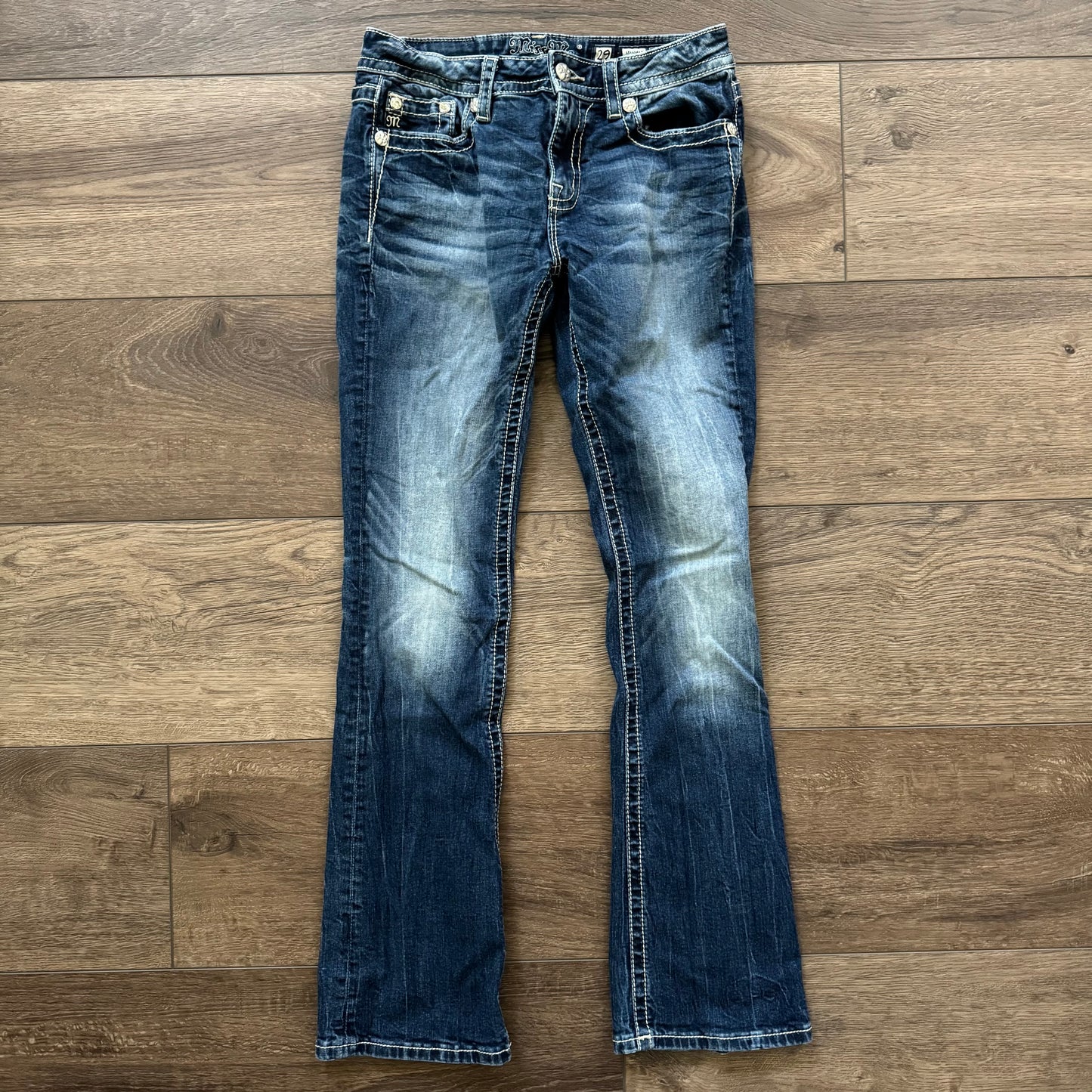 denim blue miss me rhinestone angel wings