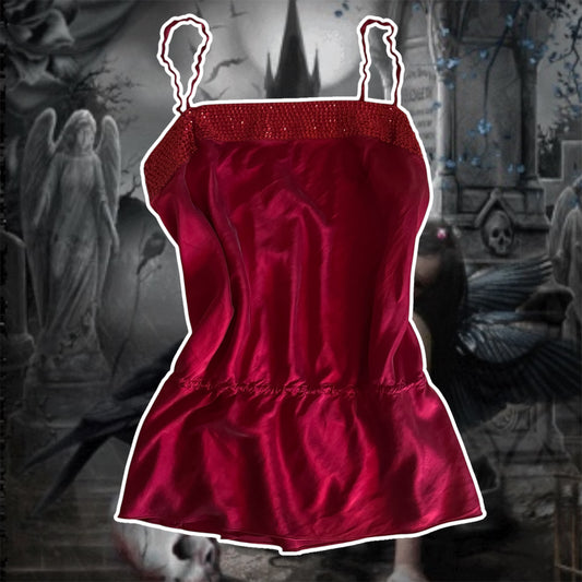 red sparkly express y2k cami satin blouse (L)