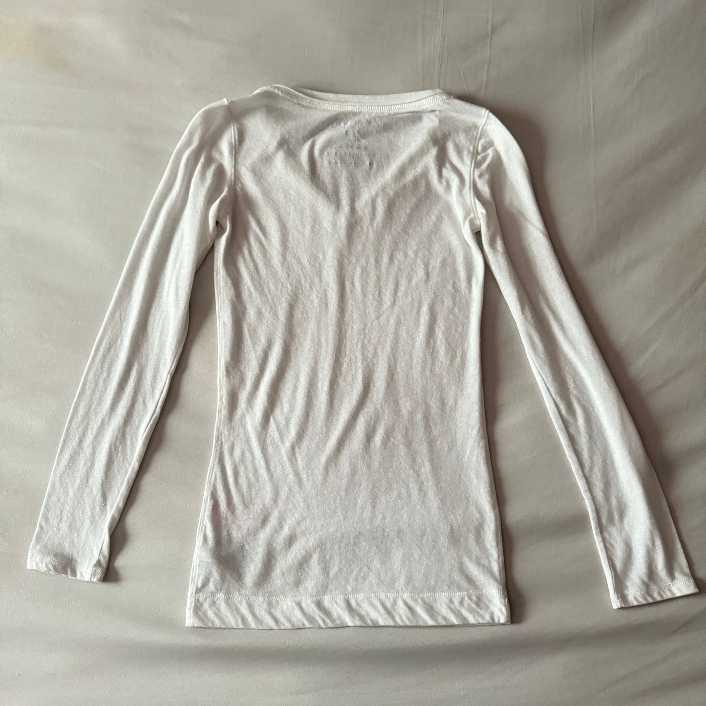 White ‘Aeropostale’ Y2K Pink Stitching Long Sleeve Shirt