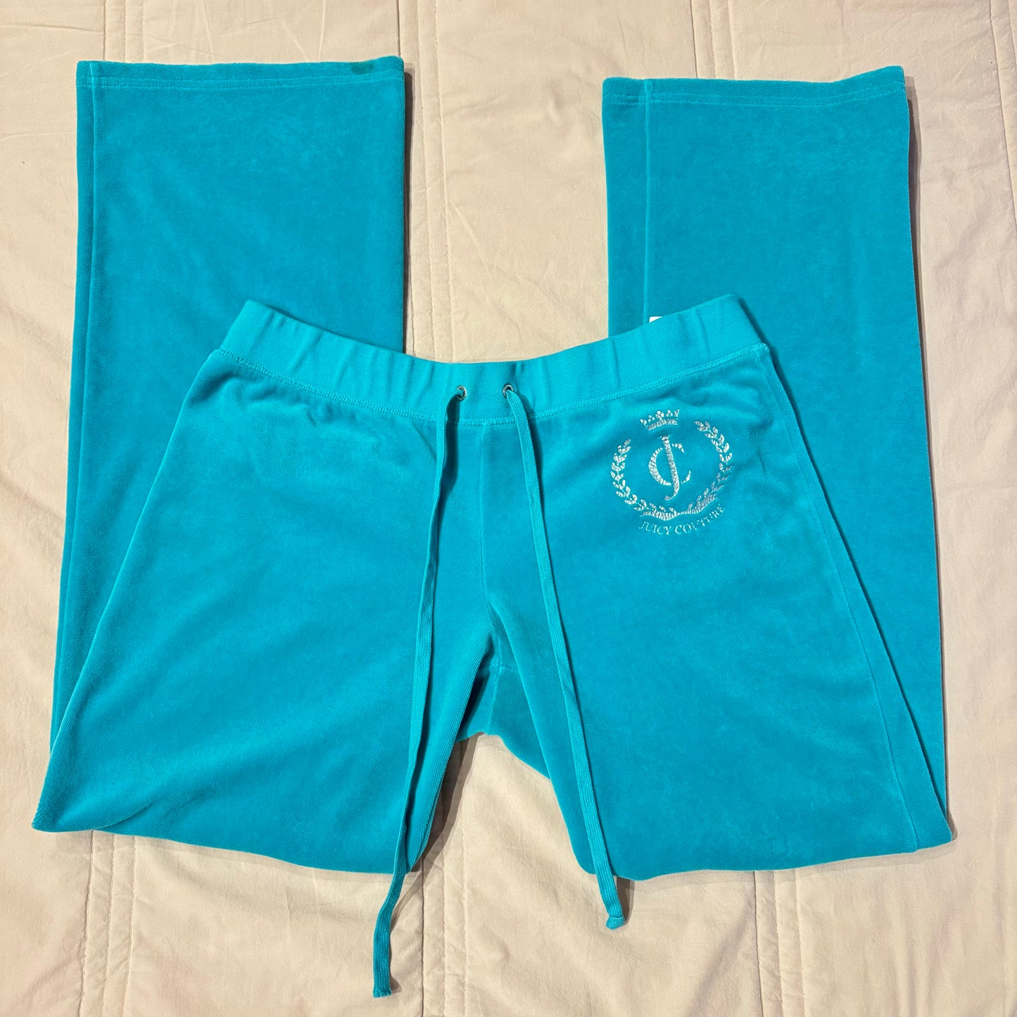 Dark Teal ‘Juicy Couture’ High Rise Flared Sweatpants