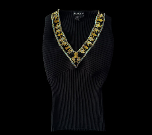 Black ‘Tracy M’ Sequin Sleeveless Sweater