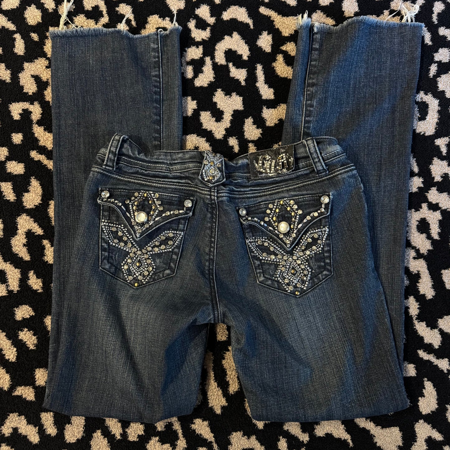 denim blue cybery2k mcbling rhinestone grace in la low rise bootcut jeans (9)