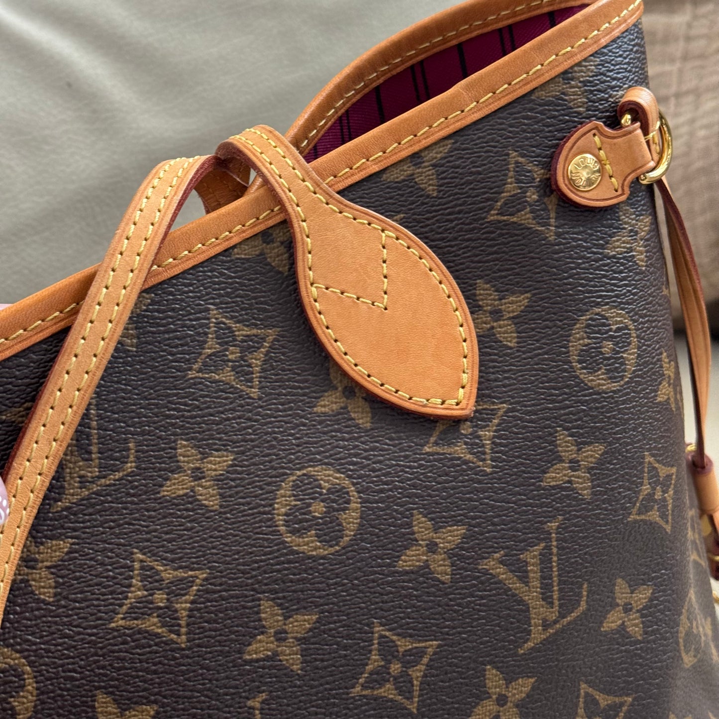 louis vuitton neverfull pm pivoine w/ pochette authentic