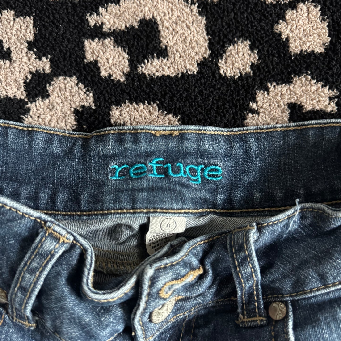 denim blue refuge y2k 2000’s ultra low rise shorty shorts (0)