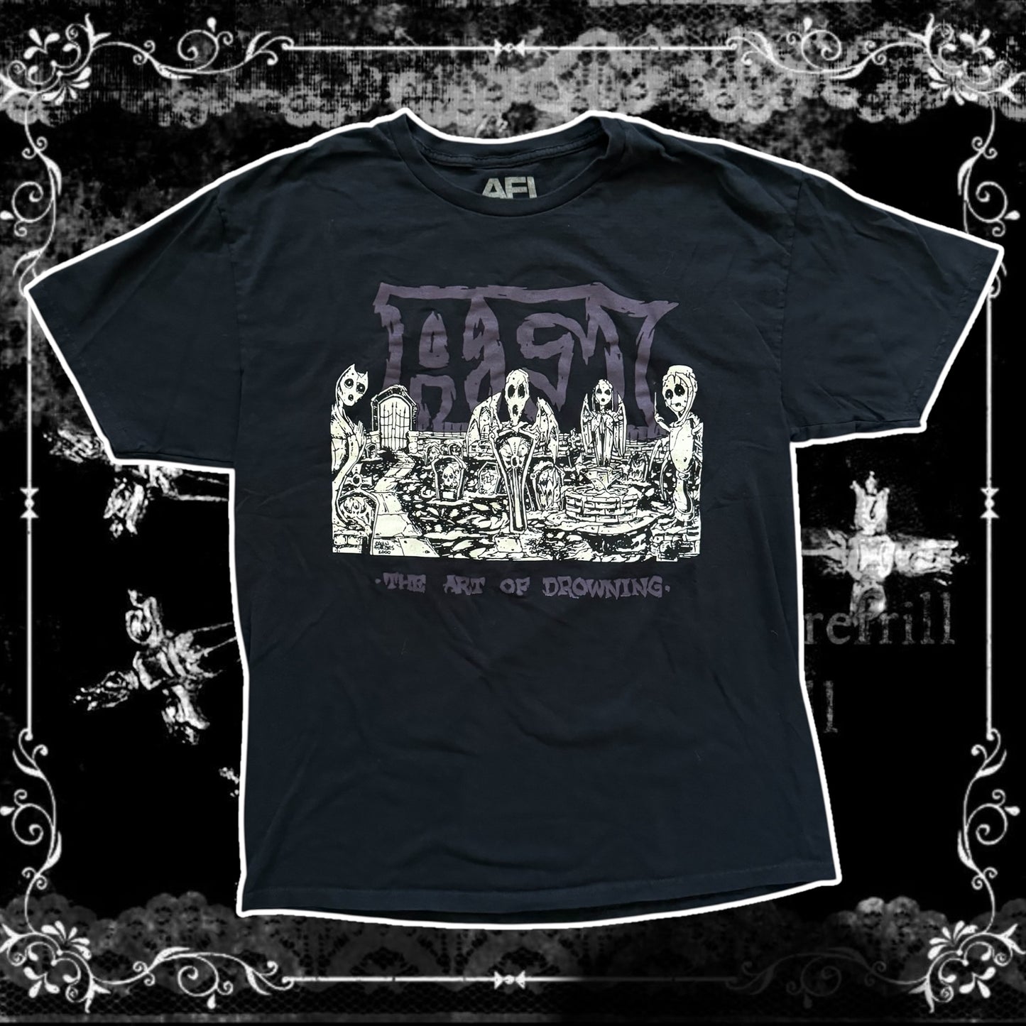 black afi the art of drowning skull graphic men’s shirt
