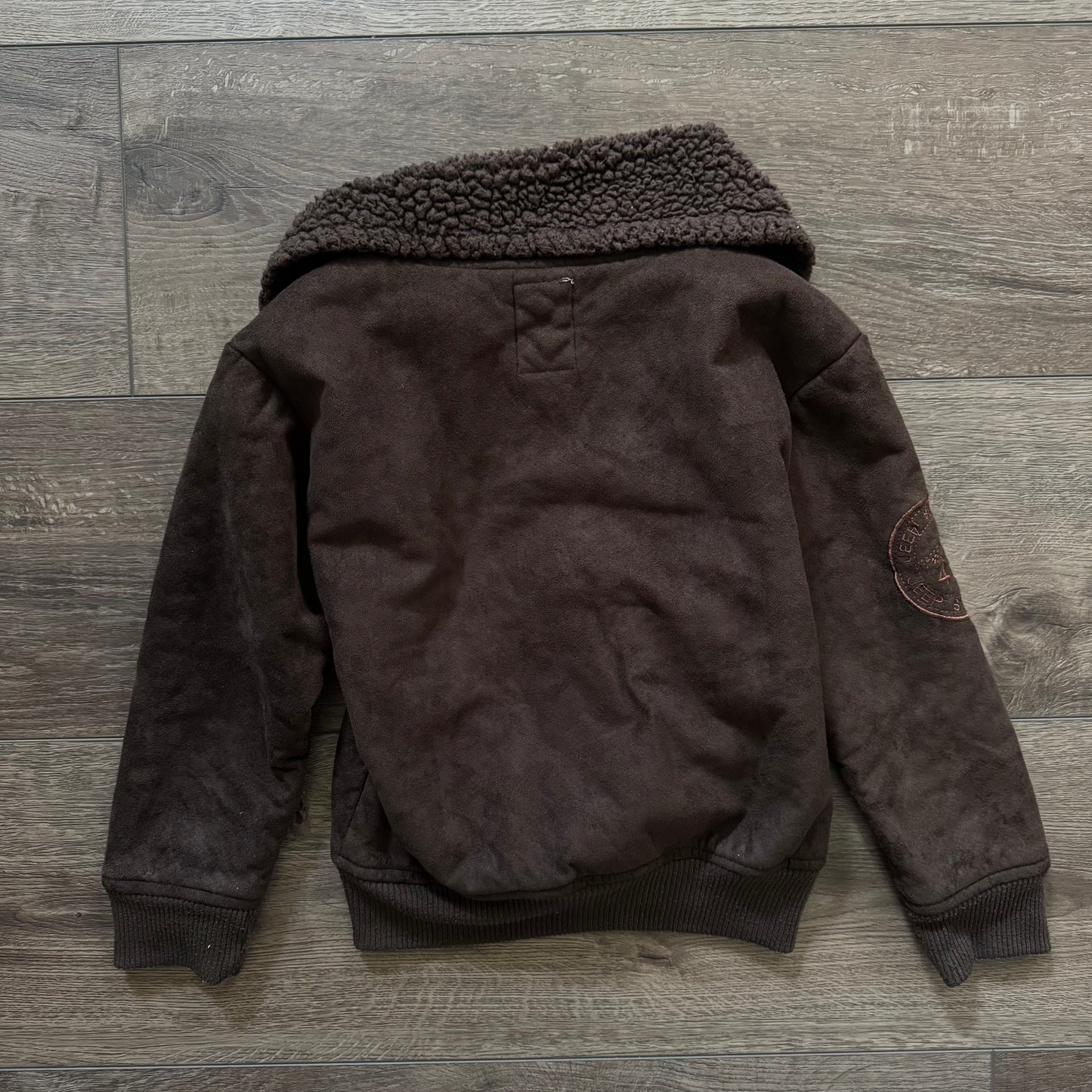 brown vintage jeep suede sherpa line kids jacket