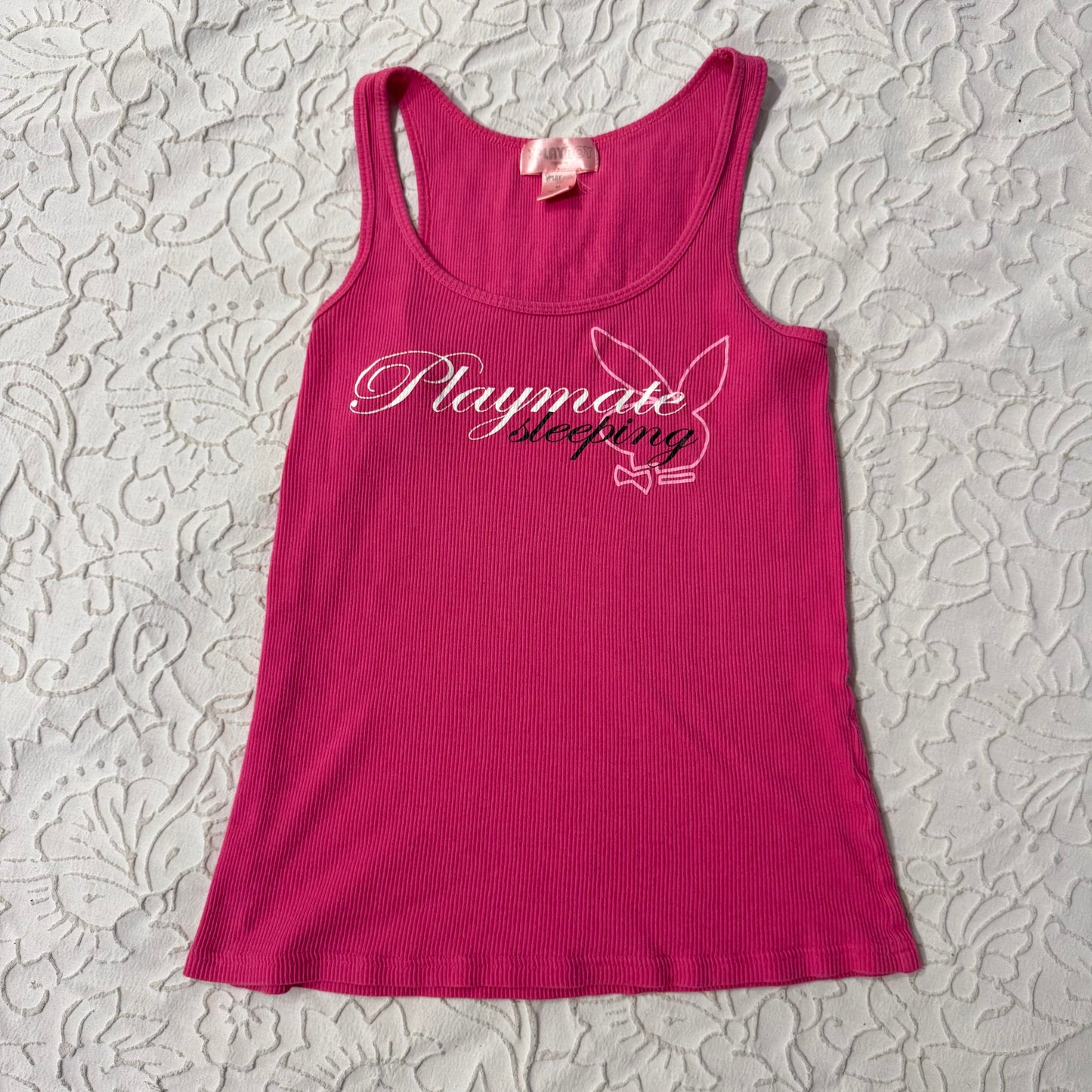 Hot Pink ‘Playboy’ Y2K Slogan Tank Top