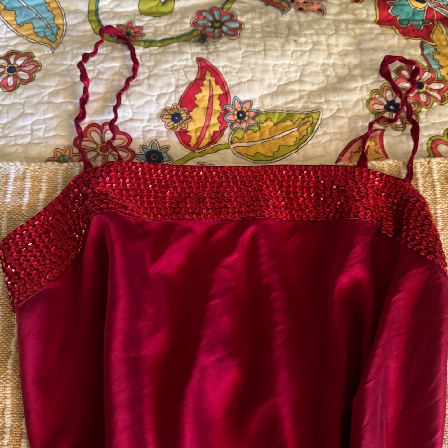red sparkly express y2k cami satin blouse (L)