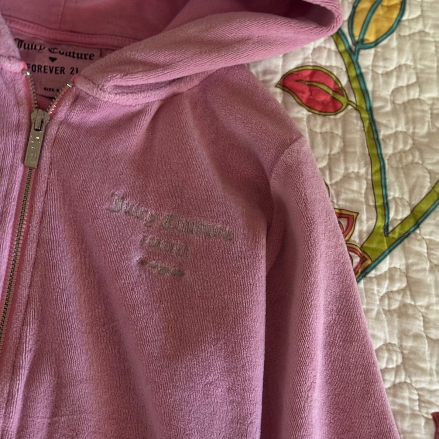 light pink juicy  couture x forever 21 zip up terry cloth jacket (S)