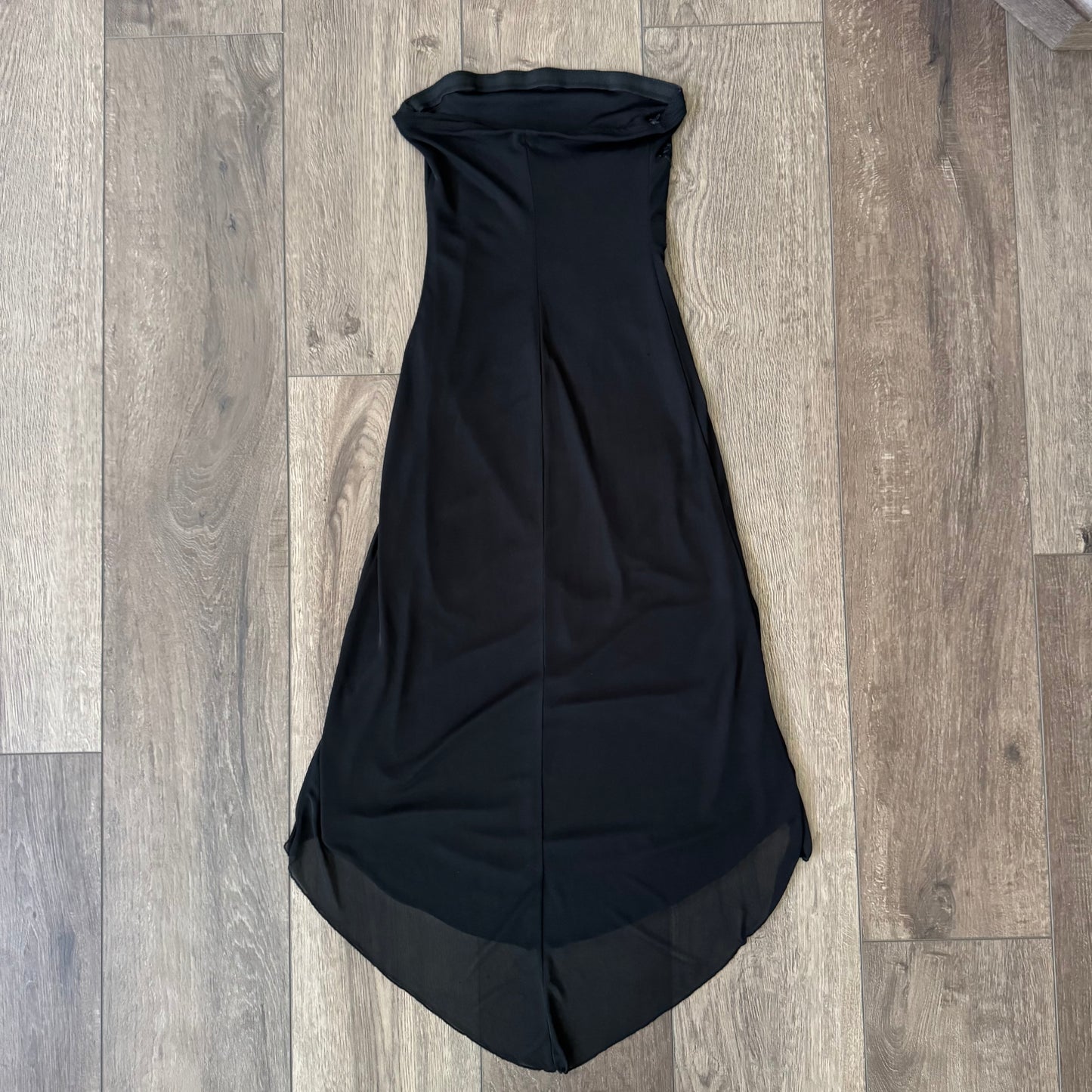 black y2k sequin asymmetric layered long dress