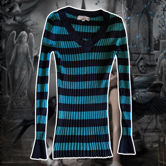 blue pink republic stripped fitted long sleeve shirt (S)