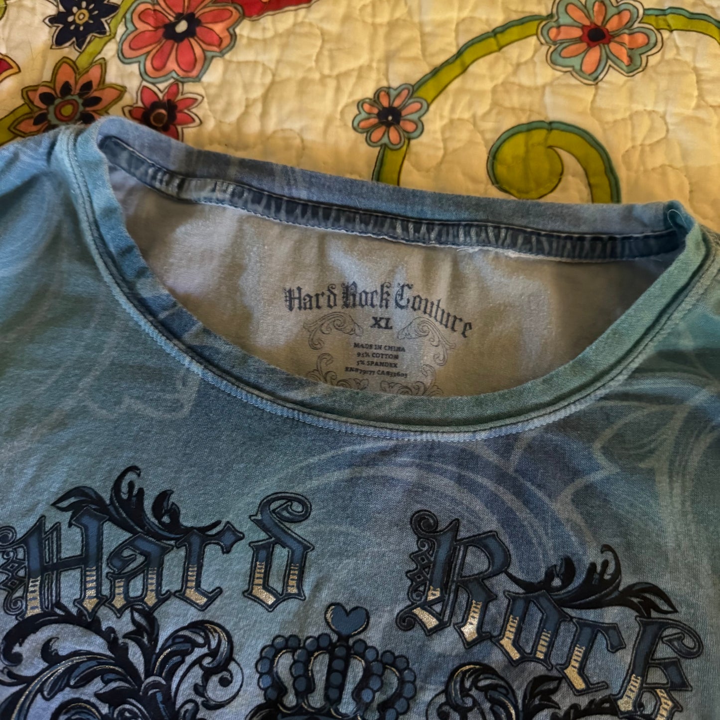 blue hard rock new york graphic short sleeve shirt (XL)