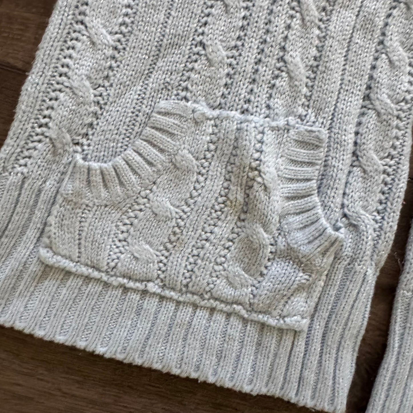 icey blue cable knit button up hoodie