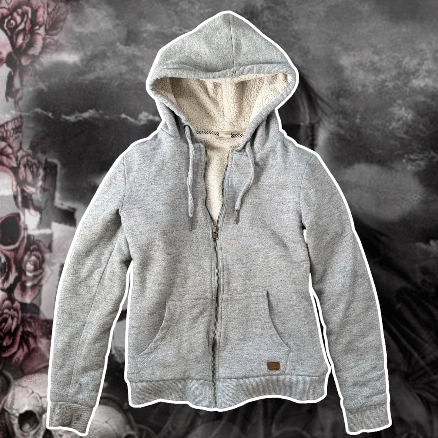 grey roxy y2k sherpa fur beach jacket (M)