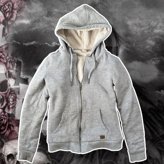 grey roxy y2k sherpa fur beach jacket (M)