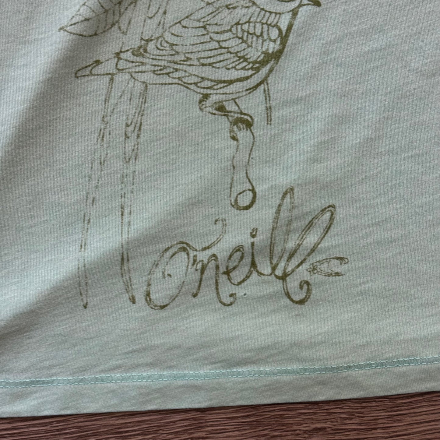 blue o’neil y2k birds graphic short sleeve shirt (S)