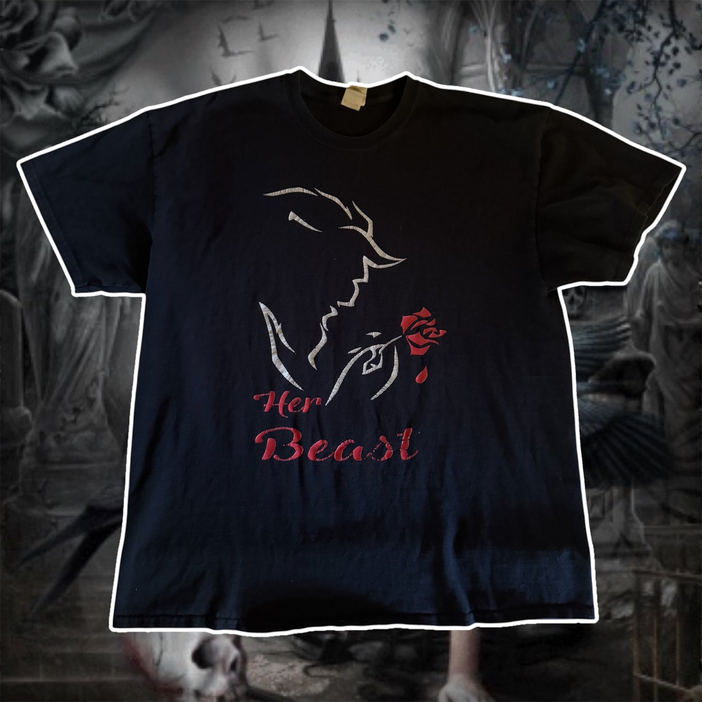 black beauty and the beast graphic shirt (XL)