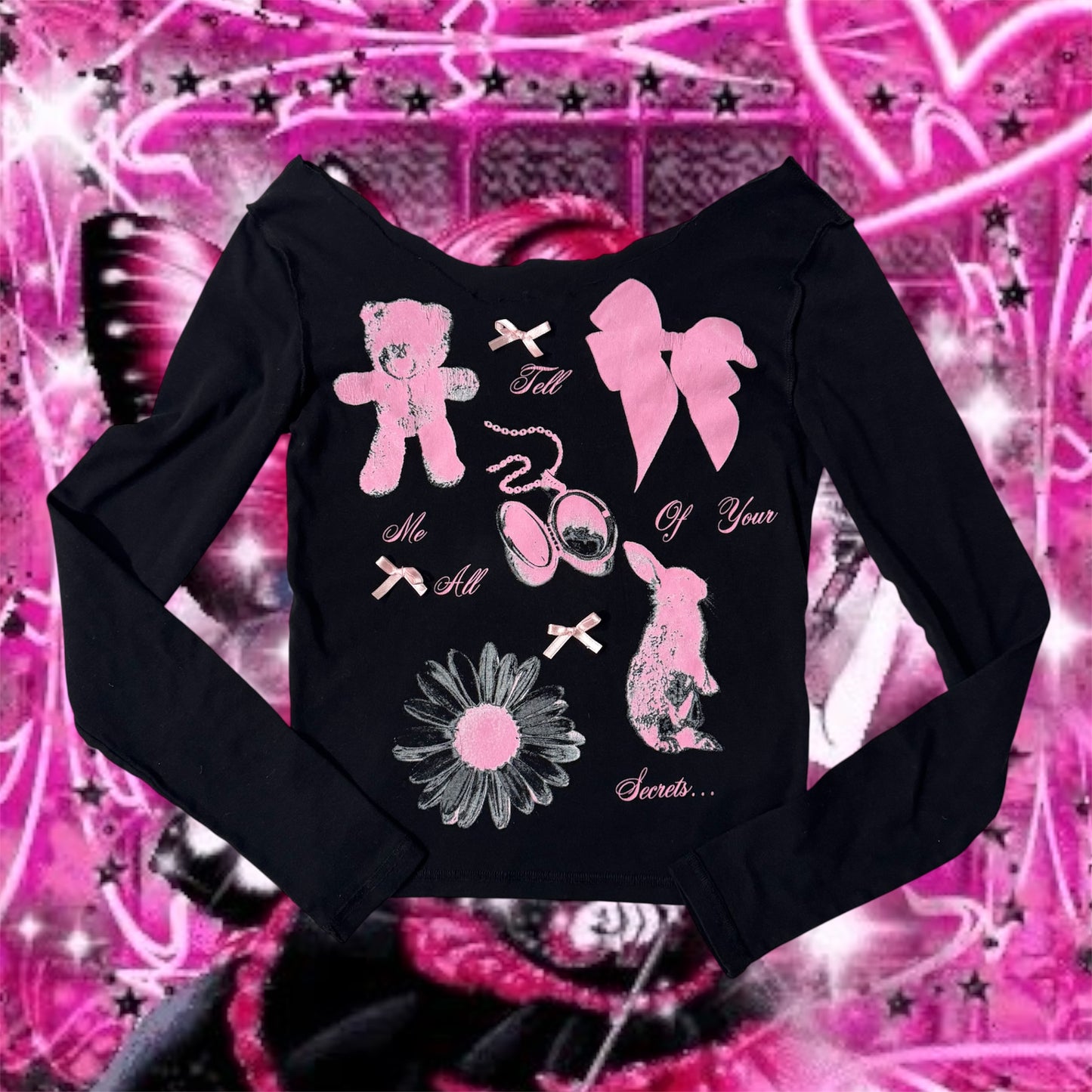 Black & Pink ‘Urban Outfitters’ Coquette Off the Shoulder Top